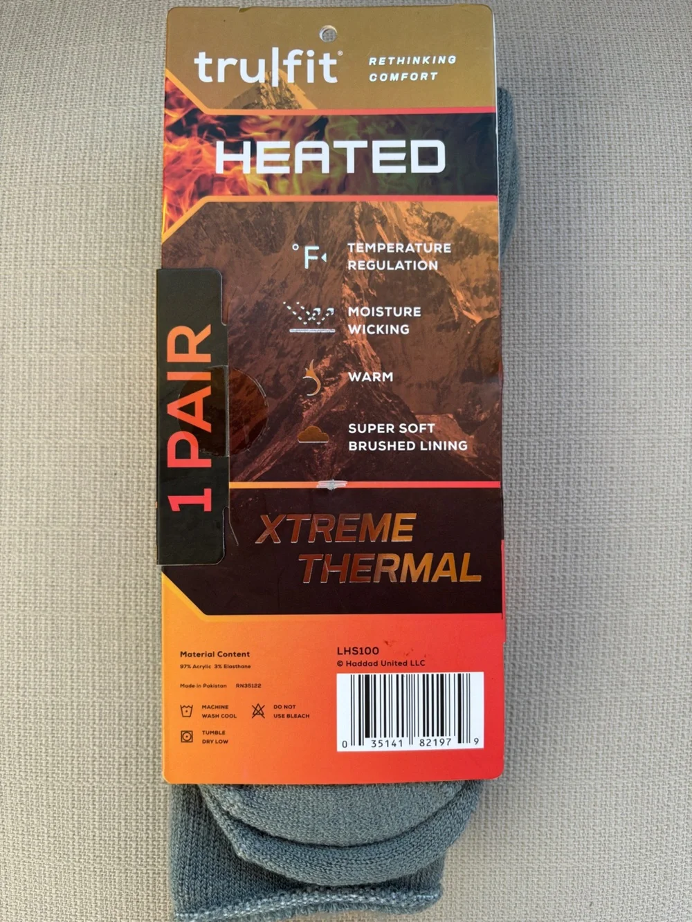 Trufit Xtreme Thermal Heated Crew Socks - Grey
